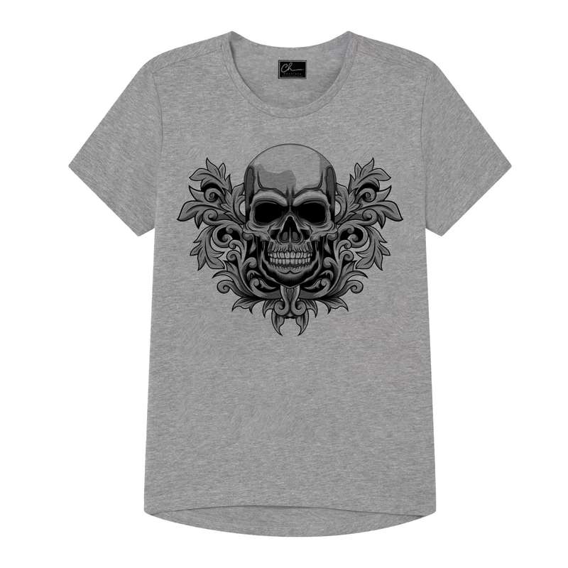 تی شرت پسرانه مدل SKULL کد J62 رنگ طوسی