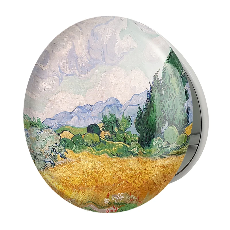 آینه جیبی خندالو طرح مزرعه ذرت با سروها ونگوگ مدل تاشو کد 3731 
