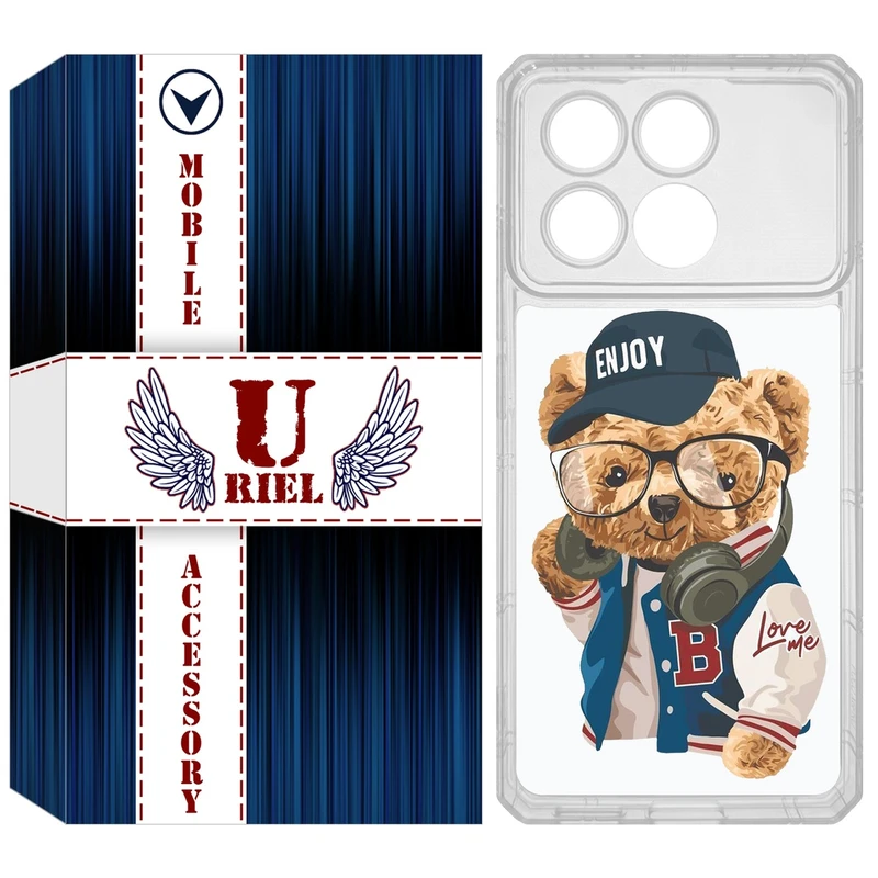 کاور یوریل مدل Clear کد 35 طرح تدی مناسب برای گوشی موبایل شیائومی Poco X6 Pro