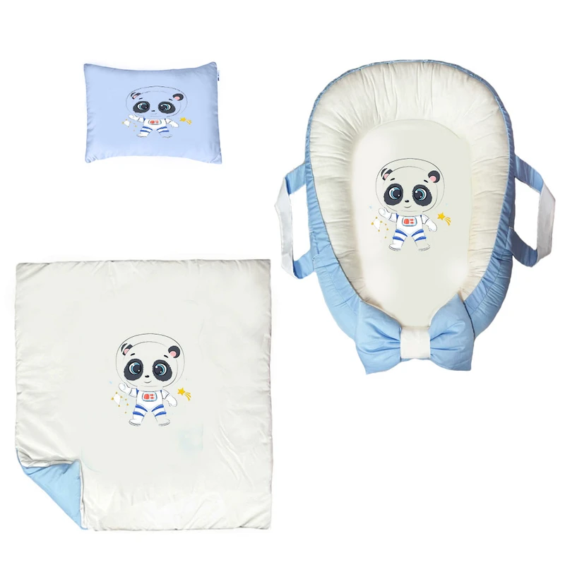سرویس خواب سه تکه نوزاد ناریکو مدل گارد محافظ دار طرح پاندا فضانورد کد 0142