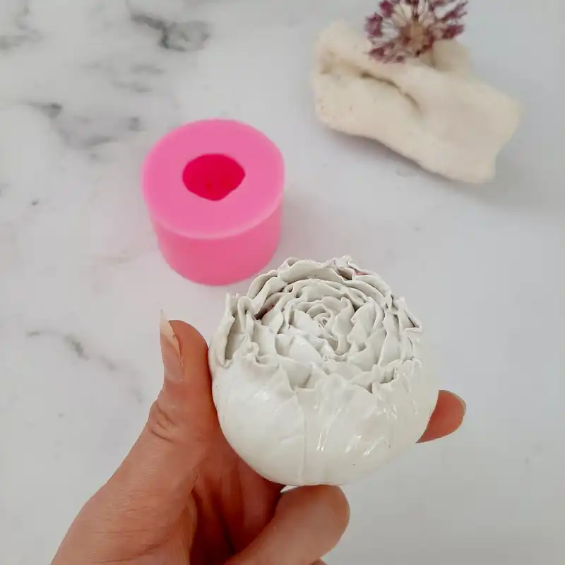 قالب شمع مدل رز پیونی مجموعه 3 عددی