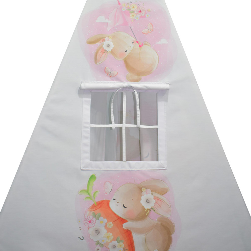 چادر بازی کودک مدل سرخپوستی طرح خرگوش کد PT511 به همراه کوسن