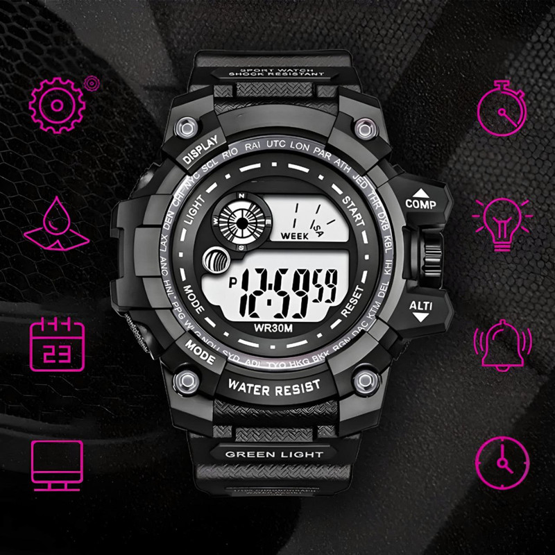 ساعت مچی دیجیتال مردانه مدل تک زمانه08 ساعت مچی دیجیتال مردانه مدل تک زمانه08