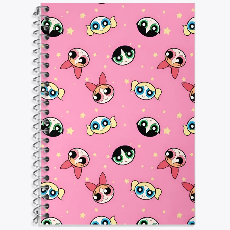 دفتر زبان 50 برگ خندالو مدل سه خط طرح پترن دختران پاورپاف کد N5218