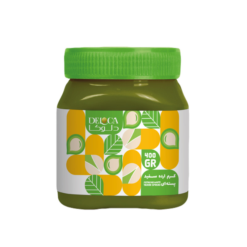 کرم ارده شکلات سفید پسته ای دلوکا - 450 گرم