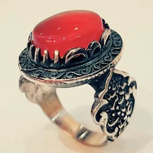 انگشتر نقره مردانه مدل سنگ عقیق یمانی کد P8900