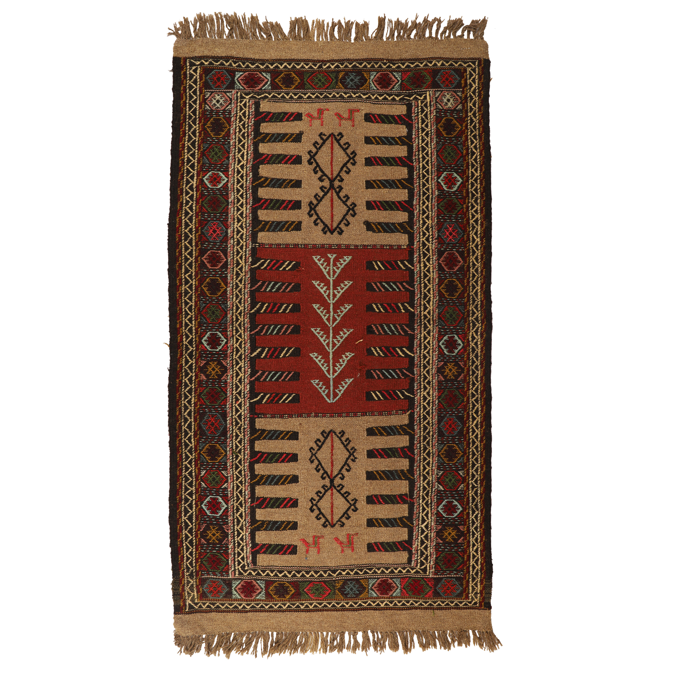 گلیم دستبافت دومتری طرح سفره کردی کد 140477