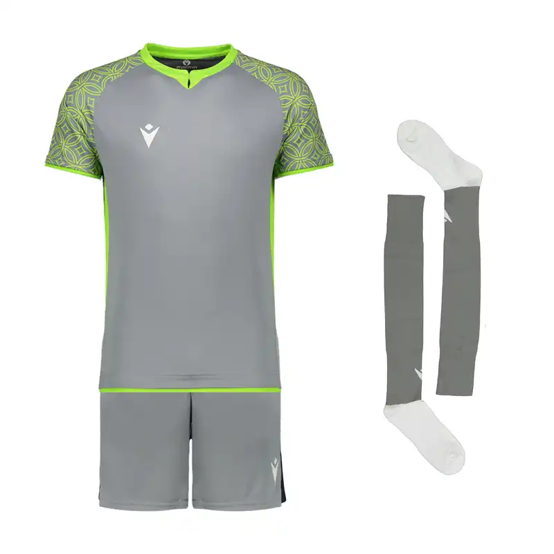 ست 3 تکه لباس ورزشی مردانه مکرون مدل آرمنیا رنگ طوسی