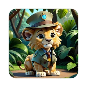 زیر لیوانی کاکتی طرح حیوانات کارتونی مدل mp28361