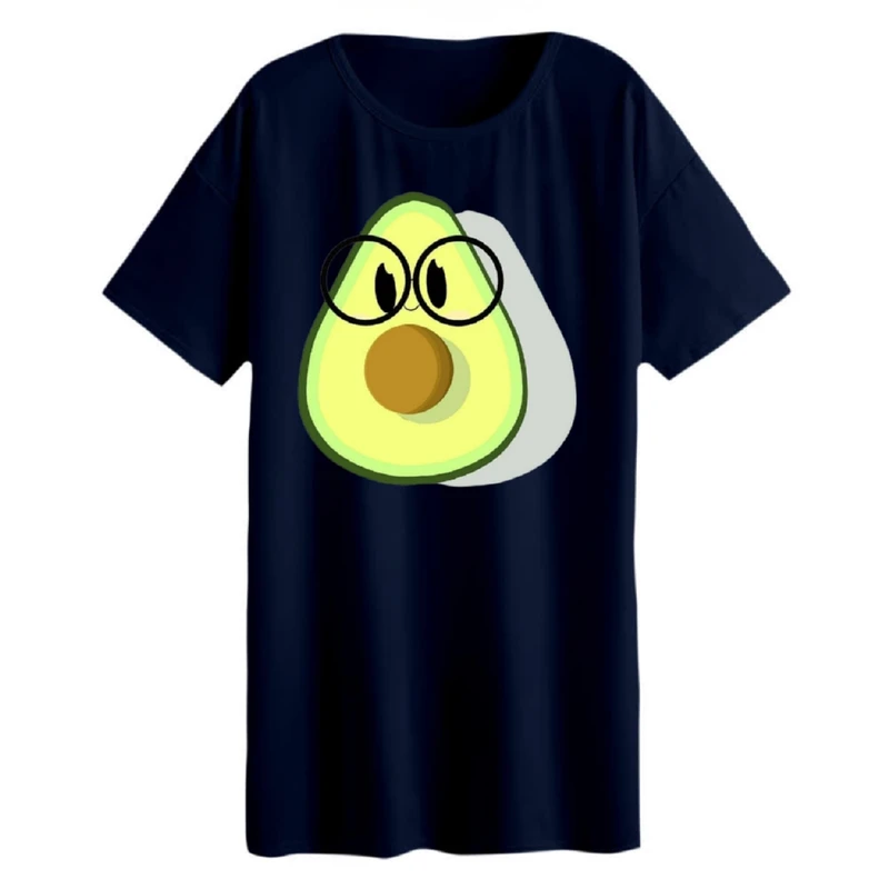 تی شرت لانگ زنانه مدل آووکادو عینکی 