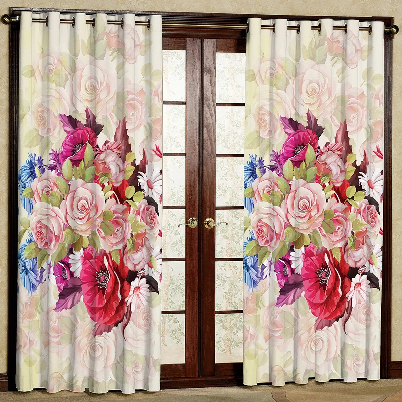 پرده مدل گل دار مخمل پانچی کد 405 سایز 140x280 سانتی متر