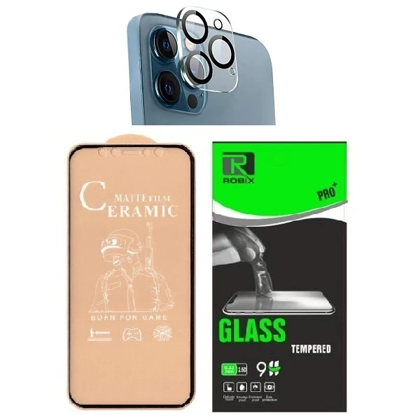 محافظ صفحه نمایش مات روبیکس مدل CR-IP12 مناسب برای گوشی موبایل اپل iphone 12Promax به همراه محافظ لنز دوربین