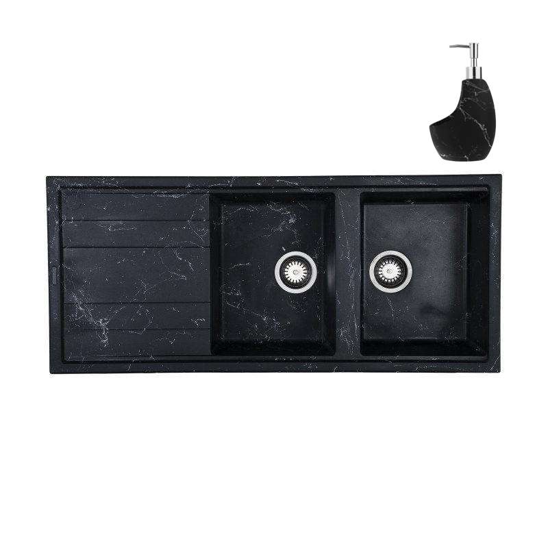 سینک ظرفشویی گرانیتی لیگوریا مدل پالما توکار به همراه مخزن مایع ظرفشویی