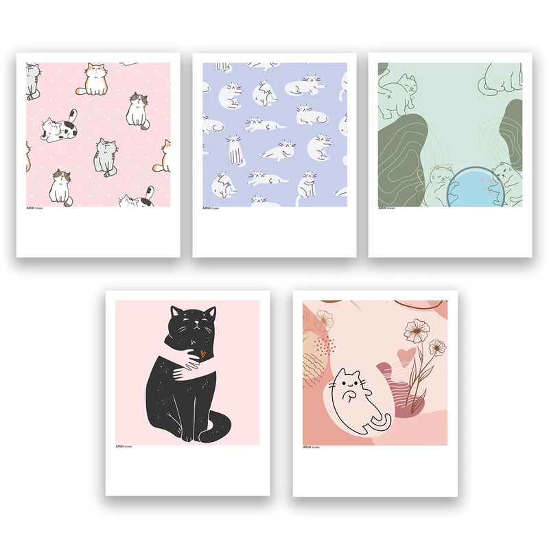 آویز تزیینی عرش مدل فانتزی گربه کد Asa738 مجموعه پنج عددی