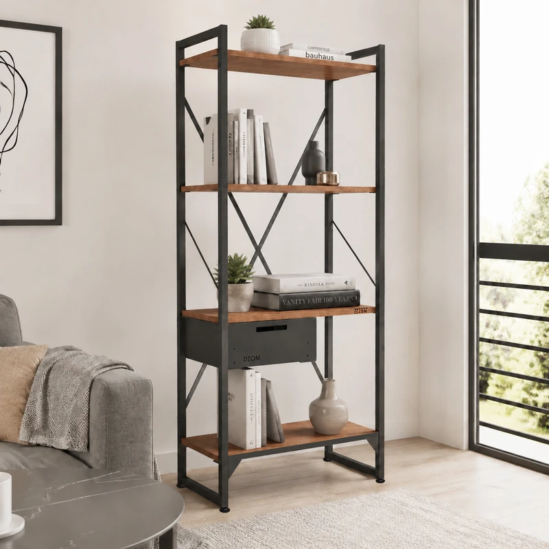 کتابخانه چهار طبقه دیزم مدل مونتاژی LIB_dwr_60×140