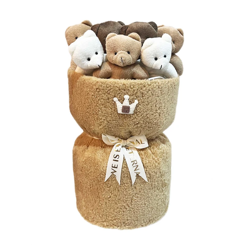 ست هدیه عروسک مدل دسته گل خرسی مجموعه ۱۱ عددی کد 03