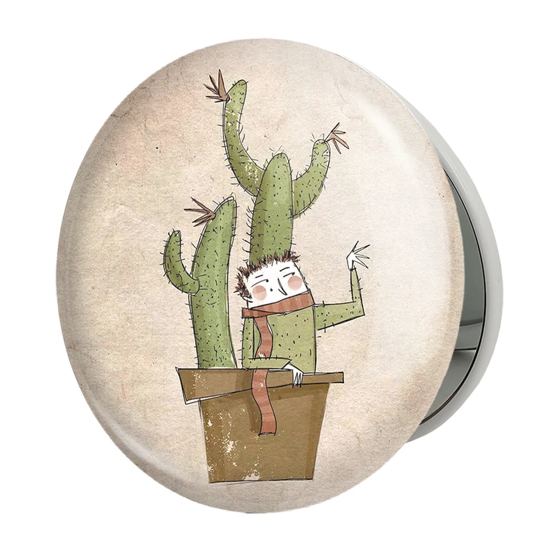 آینه جیبی خندالو طرح کاکتوس مدل تاشو کد 5414 