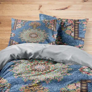 سرویس روتختی مدوپد طرح قالی قم ترنجی گلفرنگ مدل C-Ghom174 یک نفره 4 تکه