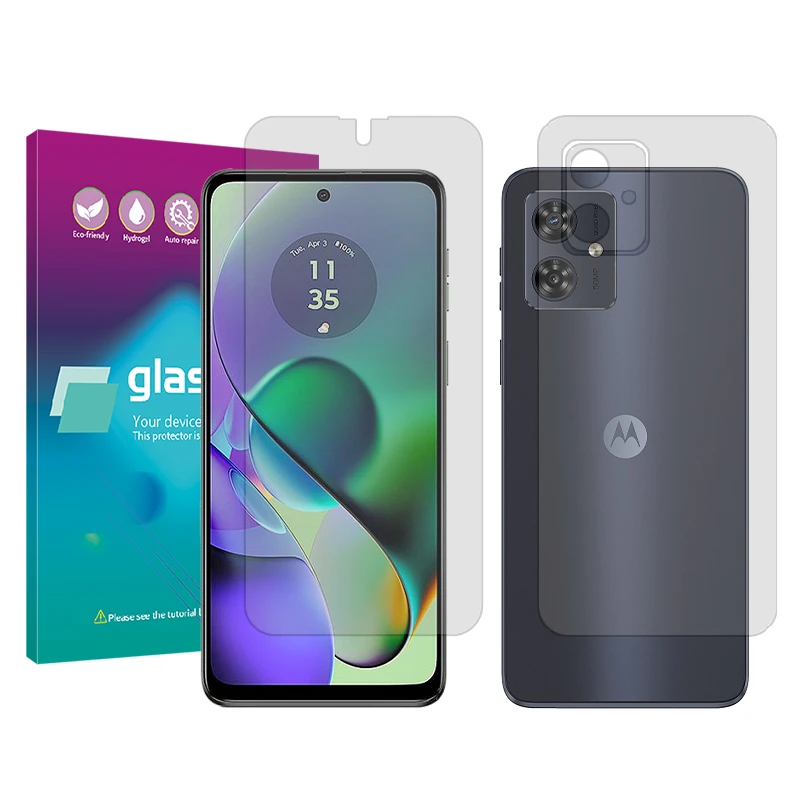 محافظ صفحه نمایش شفاف گلس پرو مدل Resistant مناسب برای گوشی موبایل موتورولا Moto G54 به همراه محافظ پشت گوشی