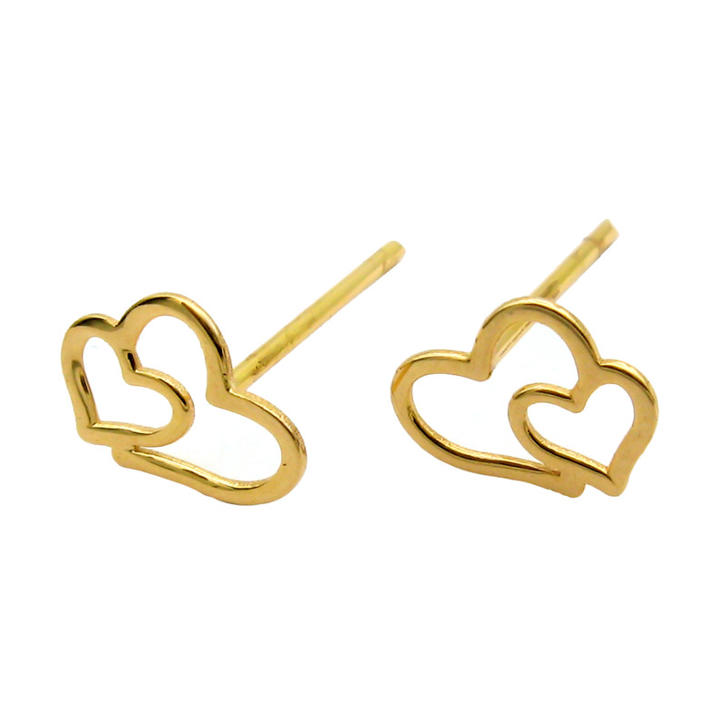 گوشواره طلا 18 عیار زنانه کاپانی طرح قلب کد KE002