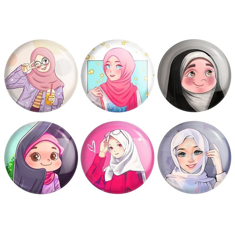 مگنت خندالو طرح دخترانه باحجاب کد 1668B مجموعه 6 عددی