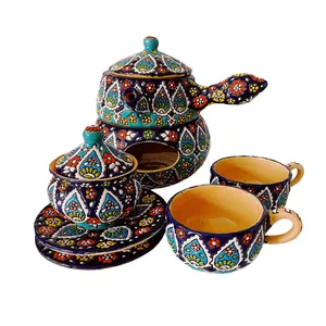 سرویس چای خوری 9 پارچه میناکاری کد 008 