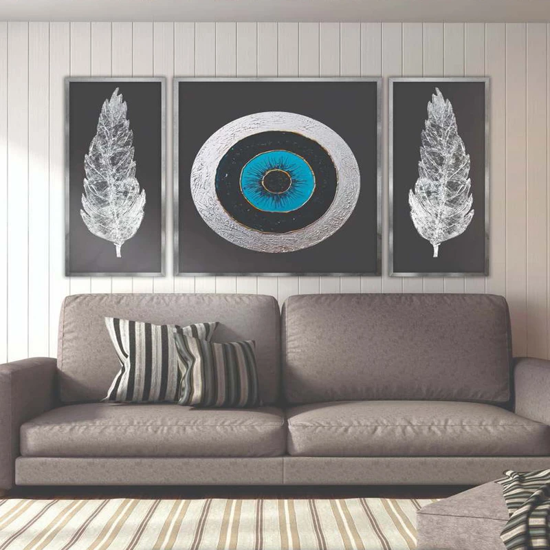 تابلو بکلیت طرح مدرن دیجیتال آرت مدل SI-2099 فریم نقره ای مجموعه 3 عددی