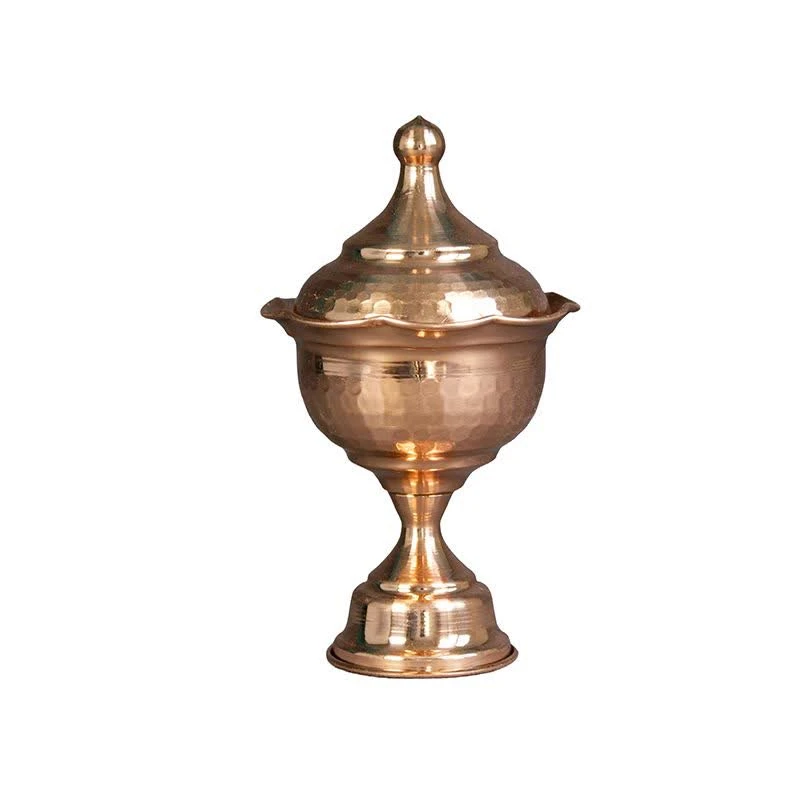 قندان مسی طرح توپی لب کنگره مدل پایه دار زنجان کد za16609200