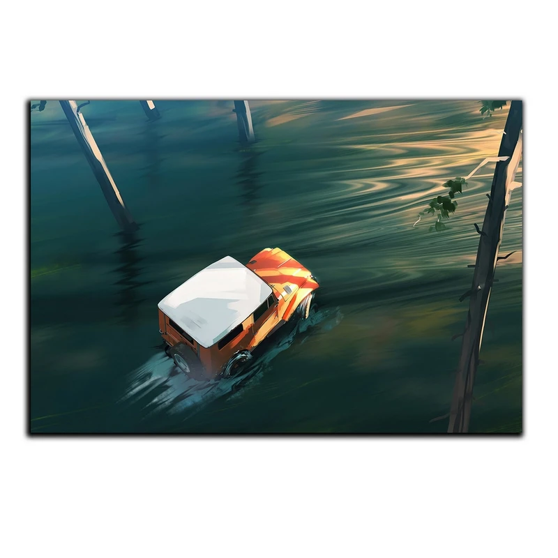 تابلو شاسی بکلیت طرح گرافیکی رودخانه و ماشین مدل SH-S5498