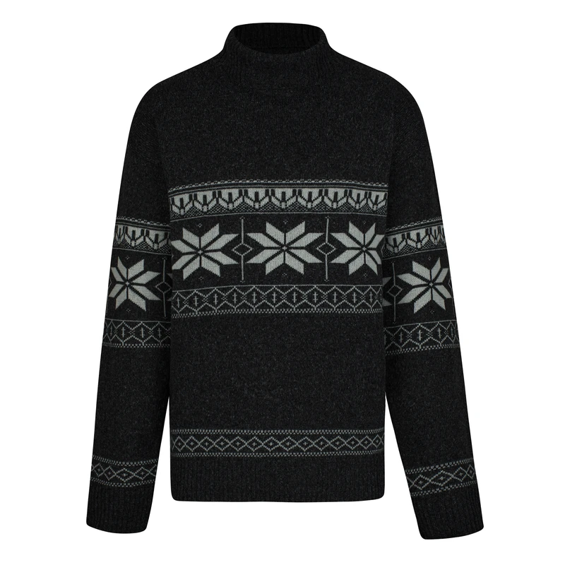 پلیور یقه اسکی مردانه مدل هندسی کد GO-SKI-BLK