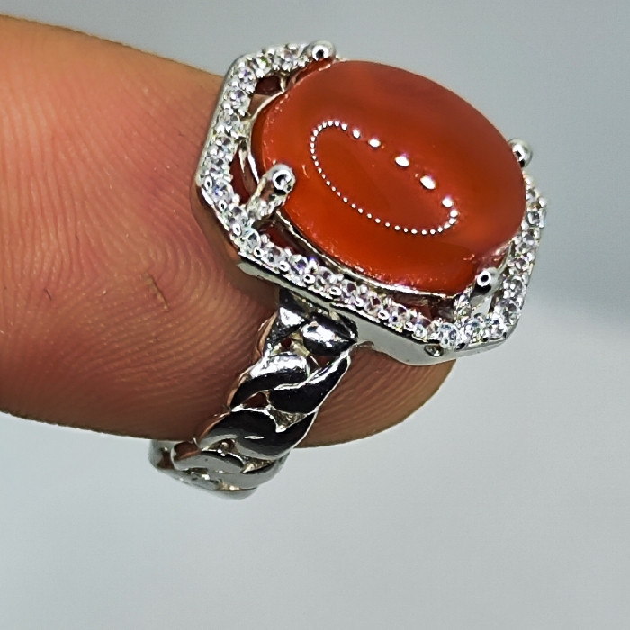 انگشتر نقره زنانه نقره جات بافندگان مدل عقیق یمانی کد 25