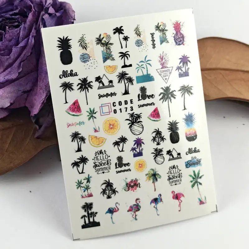 برچسب لنز ناخن مدل هاوایی مجموعه 2 عددی