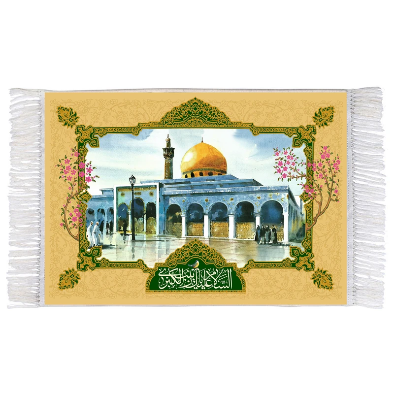 فرش ماشینی دیوارکوب اطلس آبی مدل السلام علیک یا زینب کبری کد T4697