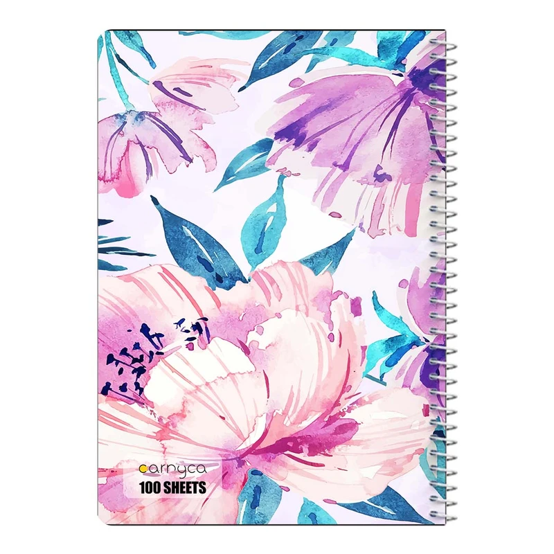 دفتر مشق 100 برگ سیمی کارنیکا طرح پترن گل دار Floral Pattern کد 94037