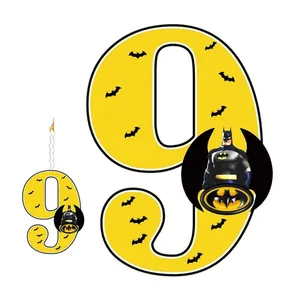 استند رومیزی تولد مدل عدد 9 طرح بتمن به همراه شمع مجموعه دو عددی