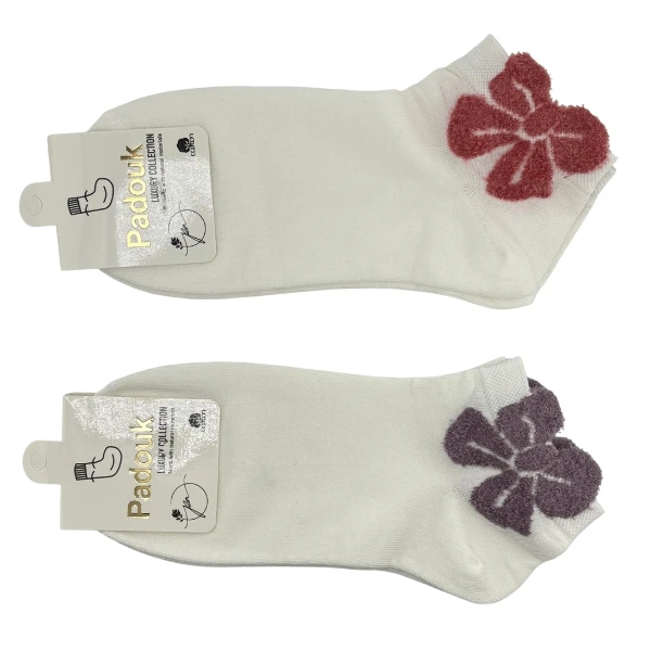 جوراب ساق کوتاه زنانه پادوک  مدل پاپیونی بسته 2 عددی