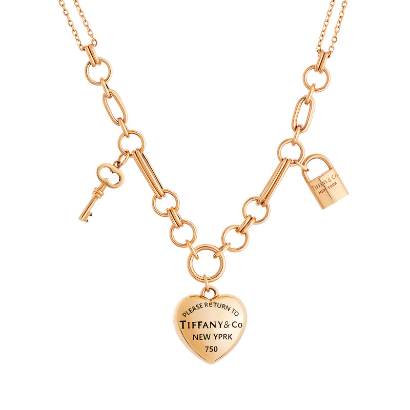 گردنبند طلا 18 عیار زنانه با زنجیر حلقه‌ای (فلامینگو) گالری شیدا مجد مدل تیفانی قلب دامله