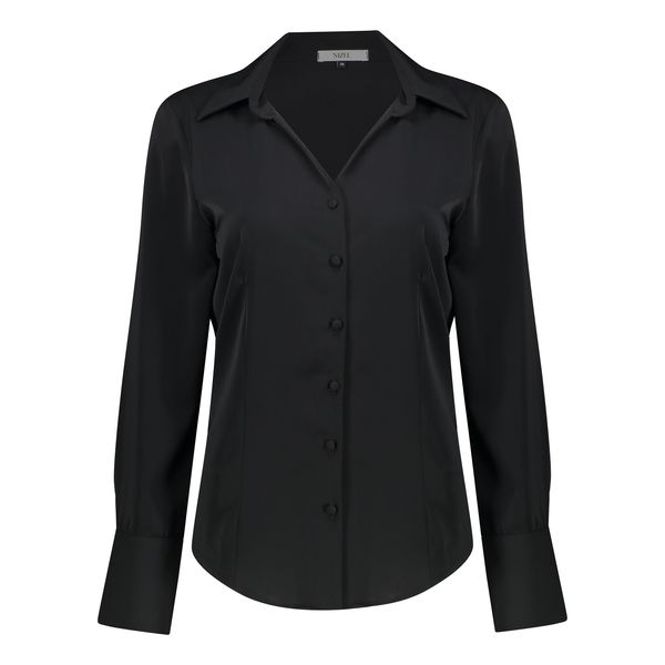 شومیز آستین بلند یقه برگردان زنانه نیزل مدل 1105 رنگ مشکی