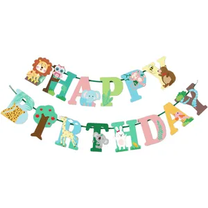 ریسه تولد مدل Happy Birthday طرح حیوانات جنگل کد 01