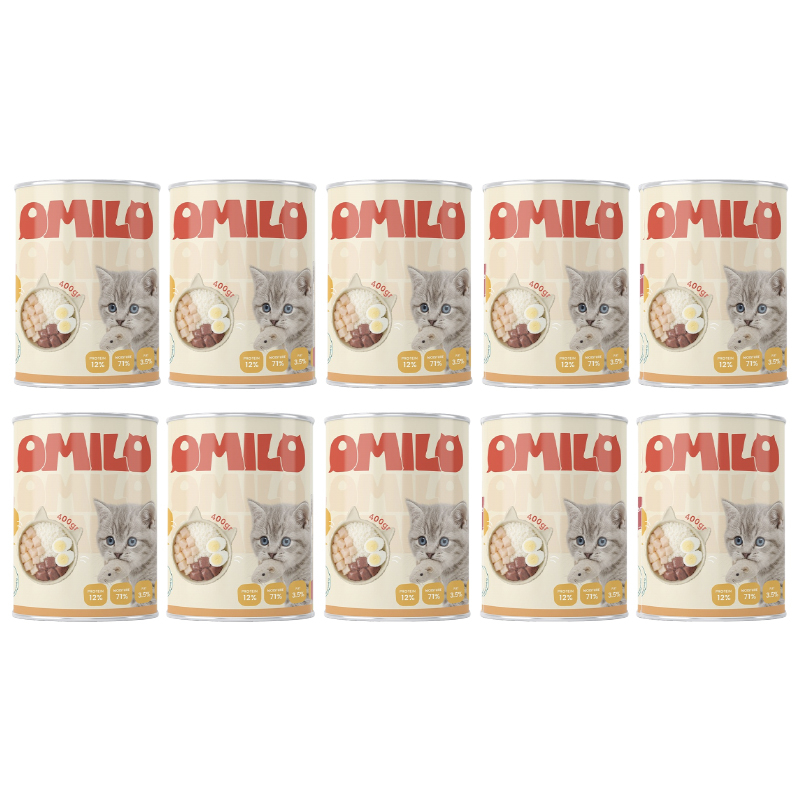 کنسرو غذای گربه بالغ اومیلو مدل پک پته طعم مرغ بسته 10 عددی