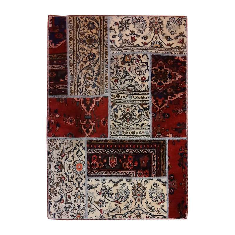 کلاژ فرش دستباف مستطیل یک و نیم متری مدل چهل تکه کد NKP.CO.N1