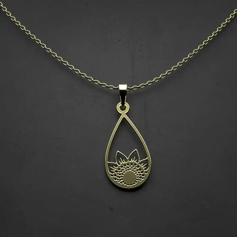 گردنبند طلا 18 عیار زنانه مدوپد مدل  طرح گل افتابگردان کد NN1155