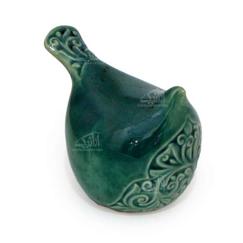 مجسمه سفالی‏ لعاب ساده رنگ ‏فیروزه ای‏ طرح ‏اسلیمی‏ مدل 1105800001