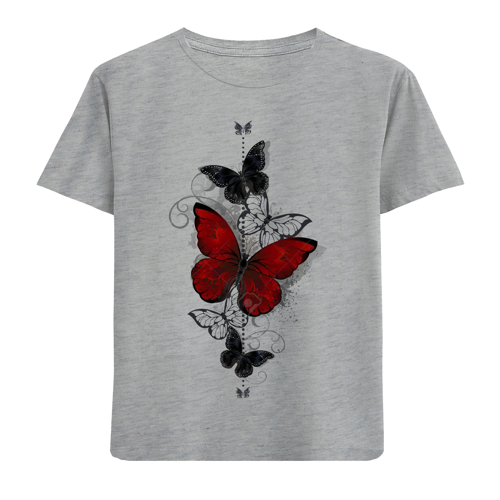 تی شرت آستین کوتاه دخترانه مدل پروانه F240