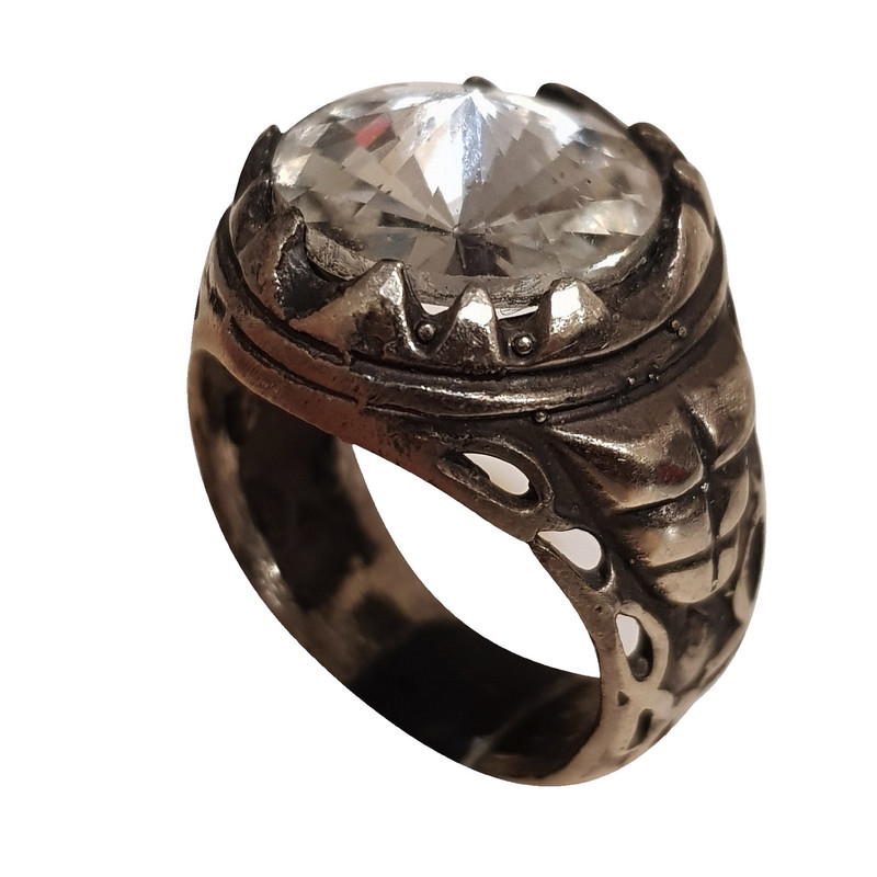 انگشتر نقره مردانه مدل کریستال تراش الماس KTA211300