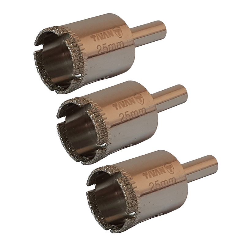 مته گردبر شیشه تیوان مدل HT - 025 سایز 25 میلی متر مجموعه سه عددی