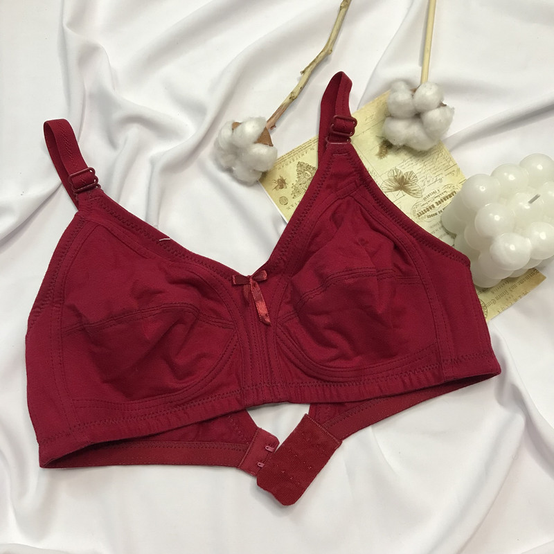 سوتین زنانه شارمین مدل نخی دور بسته رنگ زرشکی