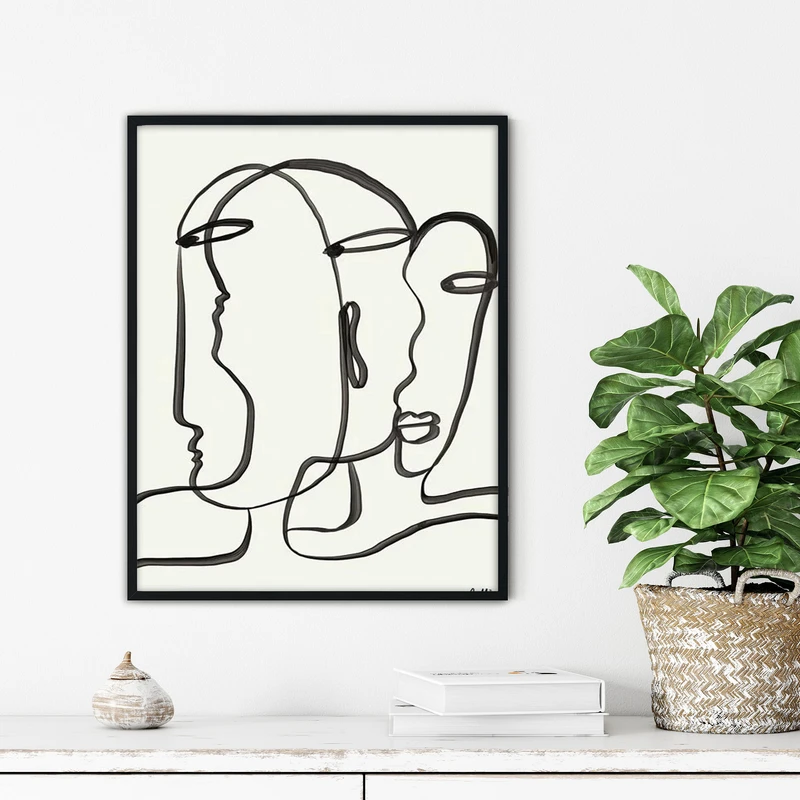 تابلو آتریسا طرح لاین آرت مدرن مدل ATFL40 فریم مشکی