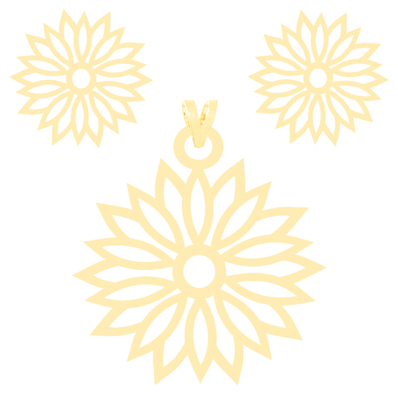 نیم ست طلا 18 عیار زنانه کرابو طرح گل مدل Kr8051