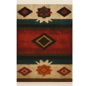 فرش ماشینی 1000 شانه هانوکس زمینه سبز حاشیه چندرنگ مدل 0016